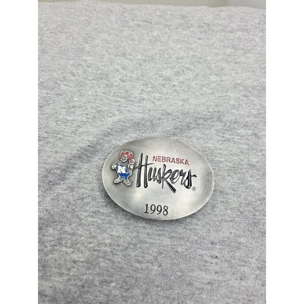 Vintage 1998 Nebraska Cornhuskers Football Solid Pewter Belt Buckle College NCAA